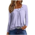 thumbnail image 1 of ShomPort Women Tunic Tops Casual Fall Long Sleeve Blouse Solid Color Pleated Dress Tops, 1 of 5