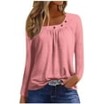 thumbnail image 1 of ShomPort Women Tunic Tops Casual Fall Long Sleeve Blouse Solid Color Pleated Dress Tops, 1 of 5