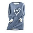 thumbnail image 1 of ShomPort Women Warm Fleece Lined Tops Soft Sweatshirt Pullover Round Neck Solid Color Loungewear, 1 of 2