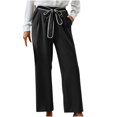 thumbnail image 1 of ShomPort Women Wide Leg Pants Tie Waist Solid Color Loose Casual Pants Fall Lounge Baggy Pants, 1 of 7