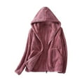 thumbnail image 1 of ShomPort Women Zip up Fleece Jacket, Fall and Winter Fashion Coat Fuzzy Hooded Warm Overcoat with Pockets, 1 of 5