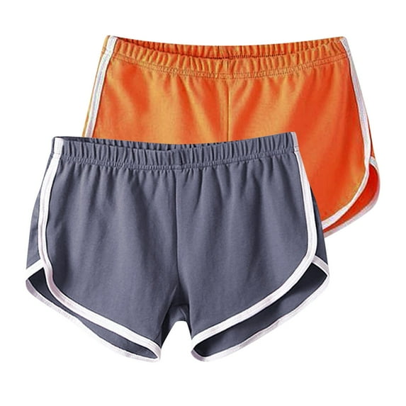 ShomPort Women's 2 Pack Yoga Shorts Summer Trendy Multicolor Elastic Waist Running Workout Gym Athletic Shorts