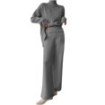 thumbnail image 1 of ShomPort Women's 2 Piece Knit Sets Long Sleeve Pullover Sweater Tops Wide Leg Pant Lounge Outfits, 1 of 5
