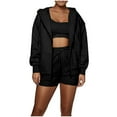 thumbnail image 1 of ShomPort Women's 2 Piece Outfits Fall Long Sleeve Zipper Workout Hoodie Sweatshirt and Shorts Sweatsuit Sets, 1 of 7