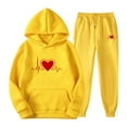 thumbnail image 1 of ShomPort Women's 2 Piece Outfits Sweatshirt Hoodies with Drawstring Long Pants Tracksuit Lounge Set (Yellow), 1 of 4