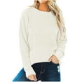 thumbnail image 1 of ShomPort Women's Casual Fall Ribbed Knit Sweater Long Sleeve Loose Pullover Jumper Tops, 1 of 6