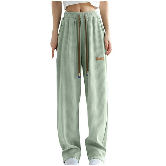 ShomPort Women's Causal Wide Leg Pants High Elastic Waisted Athletic Pants Solid Color Baggy Sweatpants