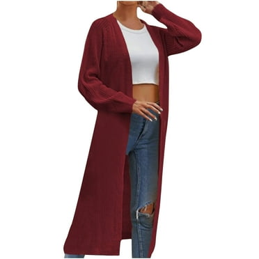 ShomPort Women's 2023 Long Sleeve Knit Cardigan Open Front Comfy Ribbed Sweater Coat with Pockets