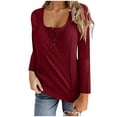 thumbnail image 1 of ShomPort Women's 2024 Fall Long Sleevet Shirts Button Ribbed Knit Slim Basic Tunic Tops Shirts Blouse, 1 of 5