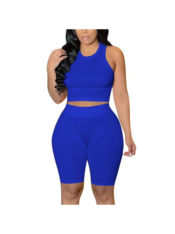 Women's Active Matching Sets Workout 2 Piece High Waist Legging Shorts Tank Tops Sport Wear Outfits