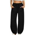 thumbnail image 1 of ShomPort Women's Baggy Sweatpants with 4 Pockets Drawstring High Waisted Workout Jogging Pants, 1 of 5