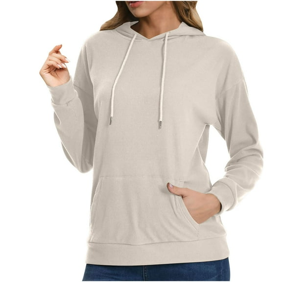 ShomPort Women's Basic Hoodie Drawstring Long Sleeve Hooded Sweatshirt Pullover Tops with Pocket