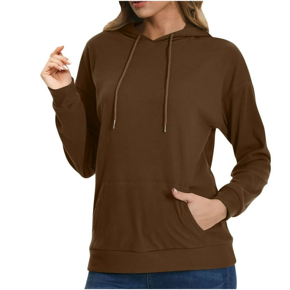 ShomPort Women's Basic Hoodie Drawstring Long Sleeve Hooded Sweatshirt Pullover Tops with Pocket