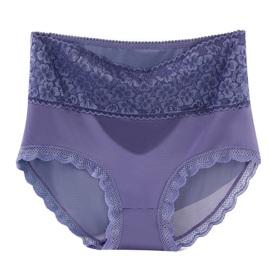 ShomPort Women's Breathable Underwear Elastic High Waist Hipster Panties Floral Lace Soft Briefs