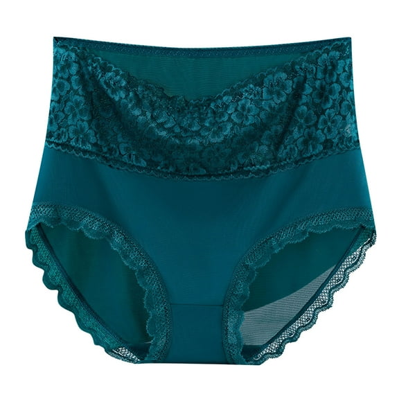 ShomPort Women's Breathable Underwear Elastic High Waist Hipster Panties Floral Lace Soft Briefs