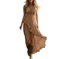thumbnail image 1 of ShomPort Womens Summer Dresses Flowy Ruffle Hem Deep V Neck Sleeveless Elegant Vacation Boho Sundresses, 1 of 6