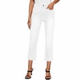 thumbnail image 1 of ShomPort Women's Capri Jeans Straight Leg Button Mid Waist Dressy Crop Denim Pants with Pockets, 1 of 7