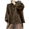 thumbnail image 1 of ShomPort Women's Cardigan Sweaters Soft Plus Size Button Open Front Long Sleeve Knit Outerwear with Pockets, 1 of 7