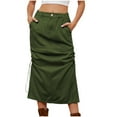 thumbnail image 1 of ShomPort Women's Cargo Denim Skirt Summer Elastic Waist Button Midi Trendy Drawstring Casual Skirts, 1 of 7