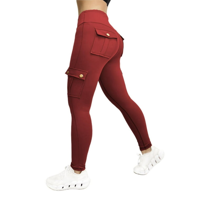 ShomPort Women's Cargo Yoga Leggings with 4 Pockets High Waisted