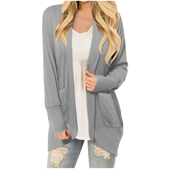 ShomPort Women's Casual Cardigan with Pockets Soft Front Open Long Sleeve Solid Color Jacket Coat