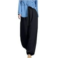 thumbnail image 1 of ShomPort Women's Casual Cotton Linen Pants Wide Leg Baggy Tapered Elastic Waist Trousers with Pockets, 1 of 6