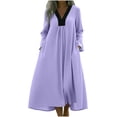 thumbnail image 1 of ShomPort Women's Casual Dress Vacation Cotton Linen with Pockets Comfy Loose Long Sleeve Maxi Dress Summer Spring, 1 of 6