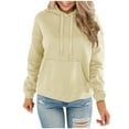 thumbnail image 1 of ShomPort Women's Casual Fall Long Sleeve Drawstring Sweatshirt Hoodies Cute Loose Solid Color Pullover Tops with Pocket, 1 of 6