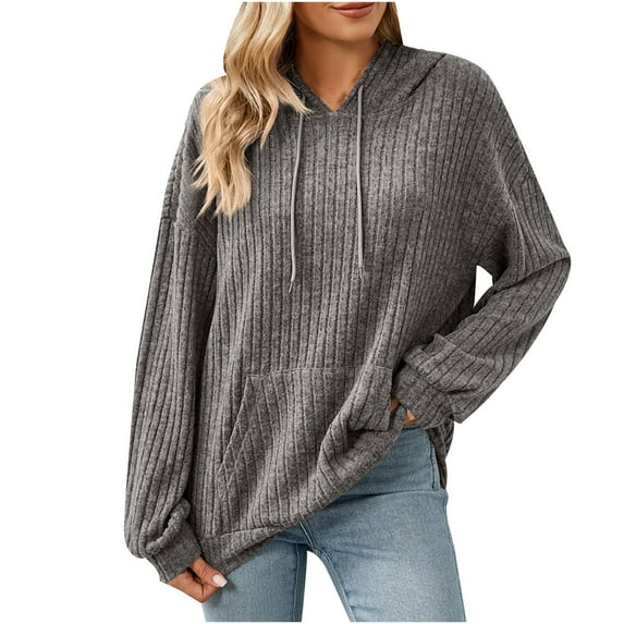 ShomPort Women's Casual Fall Sweater Hoodies Long Sleeve Hooded Pocket Pullover Tops Sweatshirt
