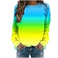 thumbnail image 1 of ShomPort Women's Casual Long Sleeve Gradient Color Tops Crewneck Sweatshirts Cute Loose Pullover, 1 of 5