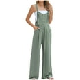thumbnail image 1 of ShomPort Women's Casual Rompers Summer Adjustable Button Suspenders Wide Leg Pants with Pockets Jumpsuits, 1 of 6