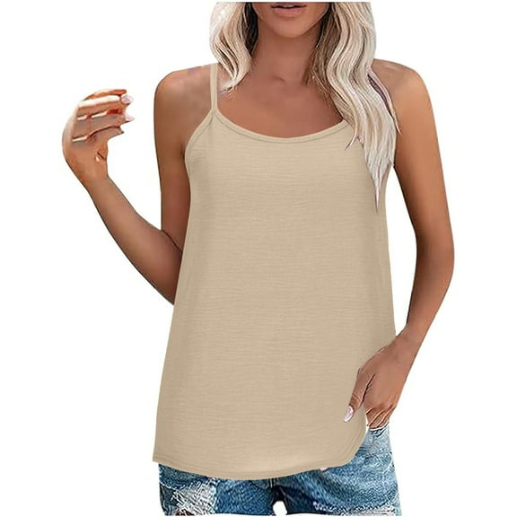 ShomPort Women's Casual Tank Tops Summer Trendy Spaghetti Strap Adjustable Round Neck Camisoles