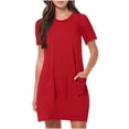 thumbnail image 1 of ShomPort Women's Casual Tennis Dresses with Pockets Summer Loose Round Neck Short Sleeve Mini Dresses, 1 of 7