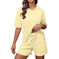 thumbnail image 1 of ShomPort Women's Casual Two Piece Pajamas Sets Outfits Short Sleeve Tops and Shorts Loungewear Short Sets, 1 of 6