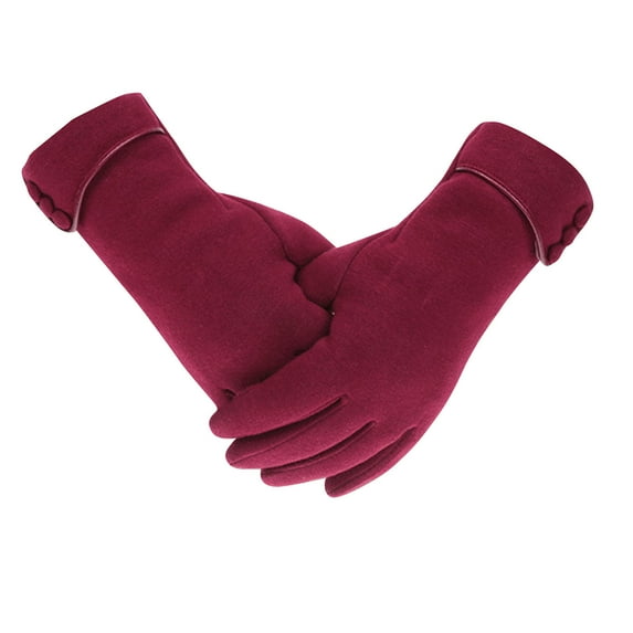 ShomPort Women's Casual Winter Gloves Button Adjustable Cuff Solid Color Lightweight Soft Elegant Warm Gloves