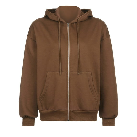 ShomPort Women's Casual Zip up Hoodie Jacket Long Sleeve Drawstring Hooded Sweatshirt with Pocket Fall Coat