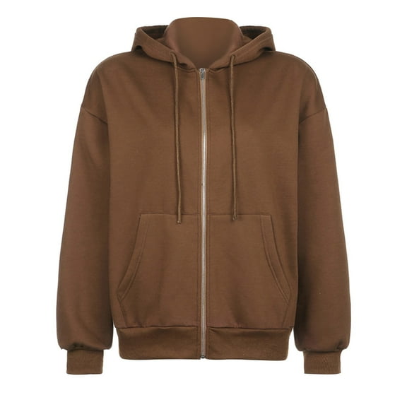 ShomPort Women's Casual Zip up Hoodie Jacket Long Sleeve Drawstring Hooded Sweatshirt with Pocket Fall Coat