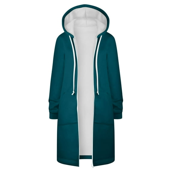 ShomPort Women's Casual Zip up Hoodies Coat Sweatshirt Fall Winter Plus Size Long Hoodie Jacket Pockets Outwear