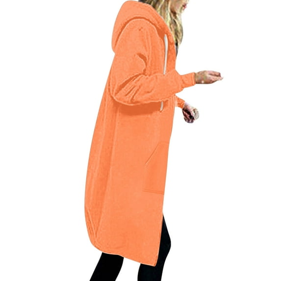 ShomPort Women's Casual Zip up Hoodies Coat Sweatshirt Fall Winter Plus Size Long Hoodie Jacket Pockets Outwear