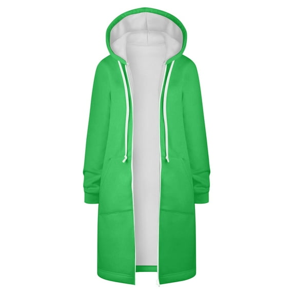 ShomPort Women's Casual Zip up Hoodies Coat Sweatshirt Fall Winter Plus Size Long Hoodie Jacket Pockets Outwear