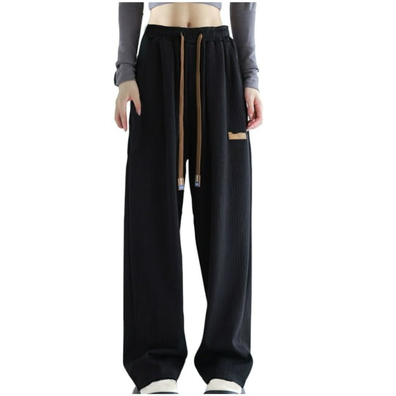 ShomPort Women's Causal Wide Leg Pants High Elastic Waisted Athletic Pants Solid Color Baggy Sweatpants