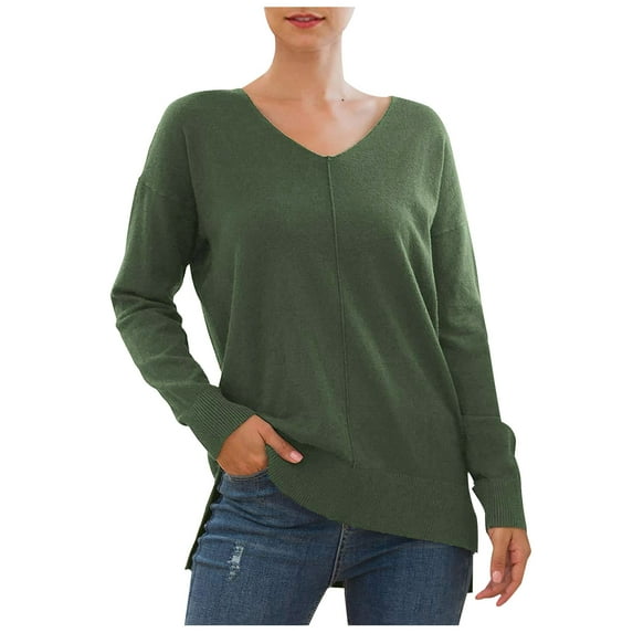 ShomPort Women's Classic Lightweight Sweater Long Sleeve Solid Color Lounge Shirts Pullover