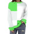 thumbnail image 1 of ShomPort Women's Color Block Crew Neck Sweatshirt Fall Striped Long Sleeve Drop Shoulder Sweatshirt Pullover Tops, 1 of 3
