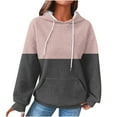 thumbnail image 1 of ShomPort Women's Color Block Hoodies Casual Fall Long Sleeve Sweatshirt with Front Pocket, 1 of 6