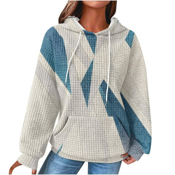 ShomPort Women's Color Block Hoodies Casual Fall Long Sleeve Sweatshirt with Front Pocket