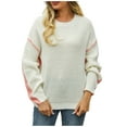 thumbnail image 1 of ShomPort Women's Color Block Sweaters Fall Winter Casual Loose Crewneck Long Sleeve Knit Pullover Jumper, 1 of 8