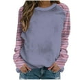 thumbnail image 1 of ShomPort Women's Color Block Tunic Tops Long Striped Sleeve Crew Neck Sweatshirts Casual Loose Tops, 1 of 4