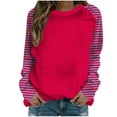 thumbnail image 1 of ShomPort Women's Color Block Tunic Tops Long Striped Sleeve Crew Neck Sweatshirts Casual Loose Tops, 1 of 4