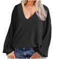 thumbnail image 1 of ShomPort Women's Corduroy Tops Fall Oversized Long Sleeve T-Shirt Ribbed V-Neck Pullover Shirts, 1 of 8