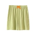 thumbnail image 1 of ShomPort Women's Cotton Linen Shorts Elastic Waist Casual Cute Shorts Summer High Wais Bowknot Shorts, 1 of 3